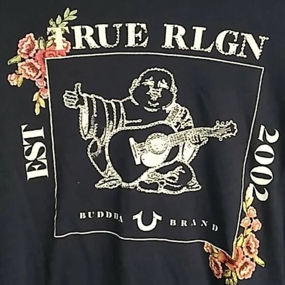 True Religion Navy Rhinestone Crewneck T-shirt - Picture 4 of 6